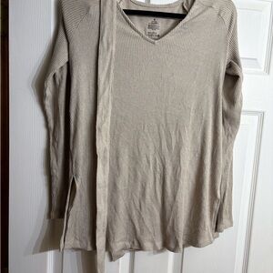 Sonoma Women's Long Sleeve Ribbed Top - Beige Maternity Small